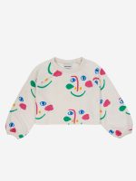 Smiling Mask all over raglan sleeves cropped sweatshirt| 124AC04011015