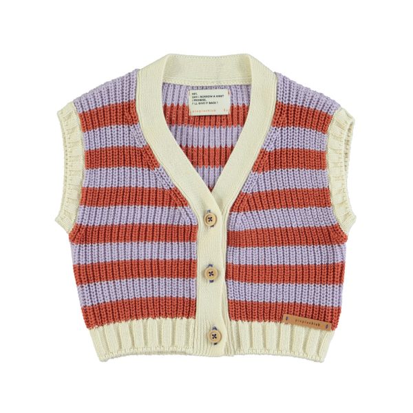 knitted waistcoat | lavender & terracotta stripes, 4y вязаный жилет | лавандовые и терракотовые полосы,
