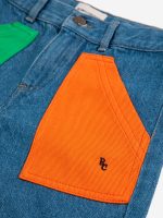 Color Block denim bermuda shorts| 124AC08646014