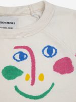 Smiling Mask all over raglan sleeves cropped sweatshirt| 124AC04011015