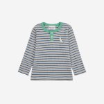 Baby Stripes waffle buttoned T- shirt
