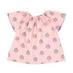 blouse w/ butterfly sleeves | pink w/ green trees,3y блузка с рукавами-бабочками | розовый с зелеными деревьями