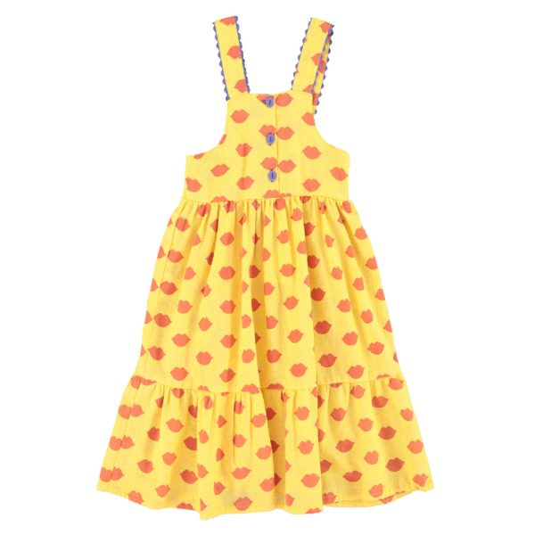 long layered dress | yellow w/ red lips, 4y длинное многослойное платье | желтый с красными губами,
