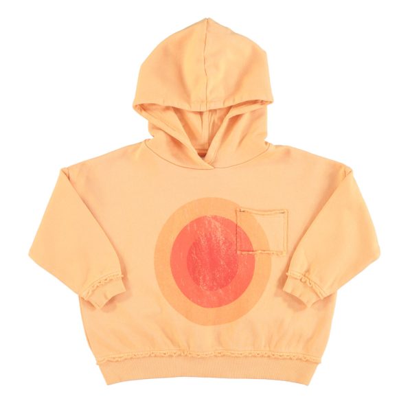 hooded sweatshirt | peach w/ multicolor circles print,4y толстовка с капюшоном | персиковый с разноцветным принтом в виде кругов