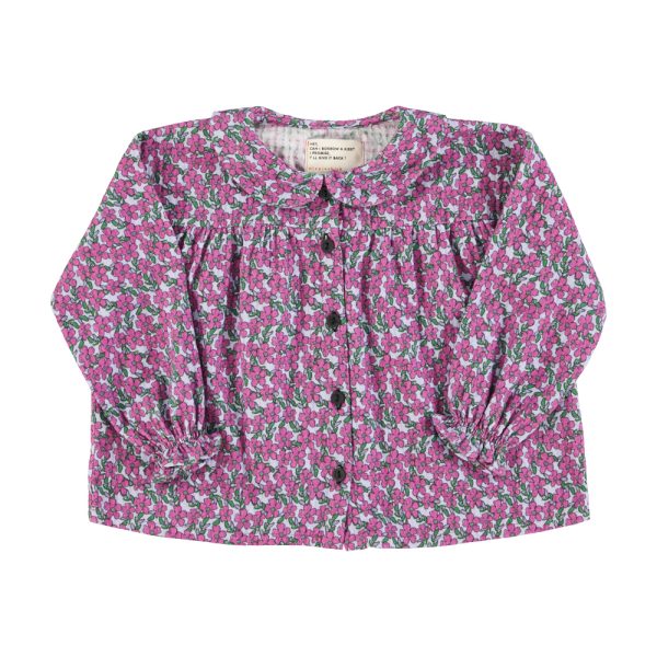 Blouse w/ round collar | Lilac w/ red apples / 6Y