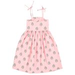 long dress | pink w/ green trees,3y длинное платье | розовый с зелеными деревьями / 3Y