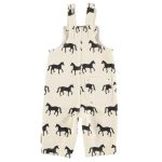 Dungarees | Ecru w/ black horses / 8Y