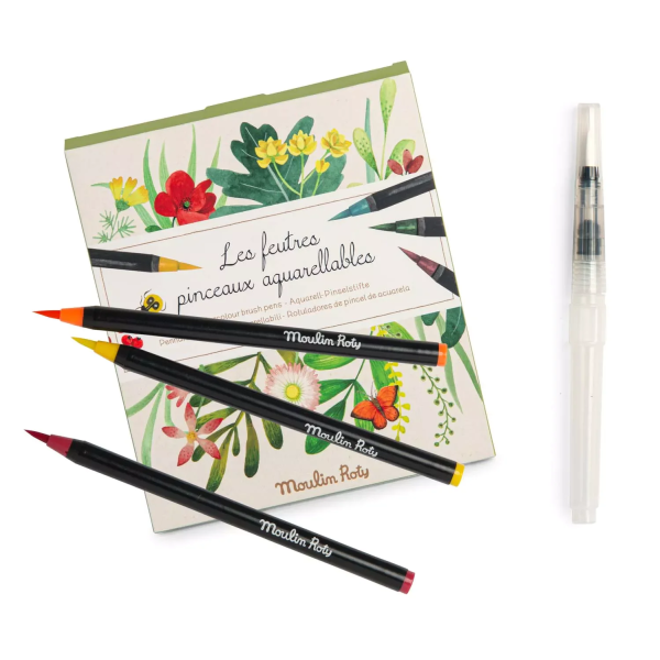 Набор акварельных маркеров (12 watercolour brush pens Le Jardin du Moulin) торг. марки "Moulin Roty", арт. № 712617