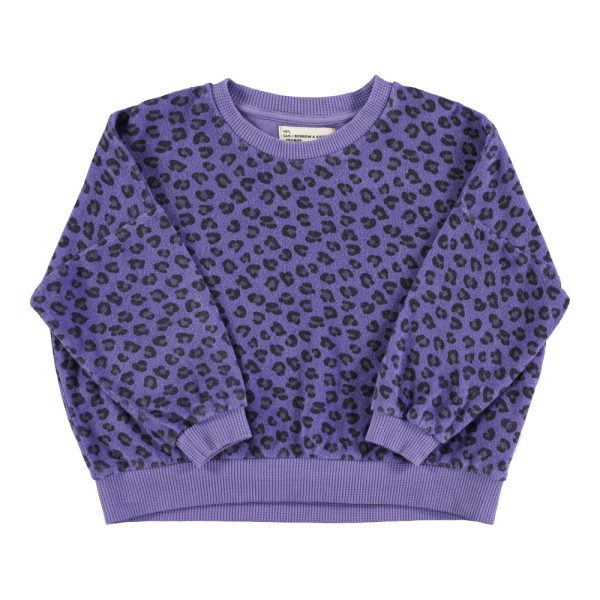 Terry cotton sweatshirt | Purple w/ animal print / 4Y