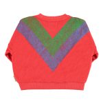 Terry cotton sweatshirt| Red w/ multicolor triangle print / 6Y