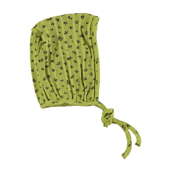 Newborn bonnet | Green w/ little flowers / 3-6m