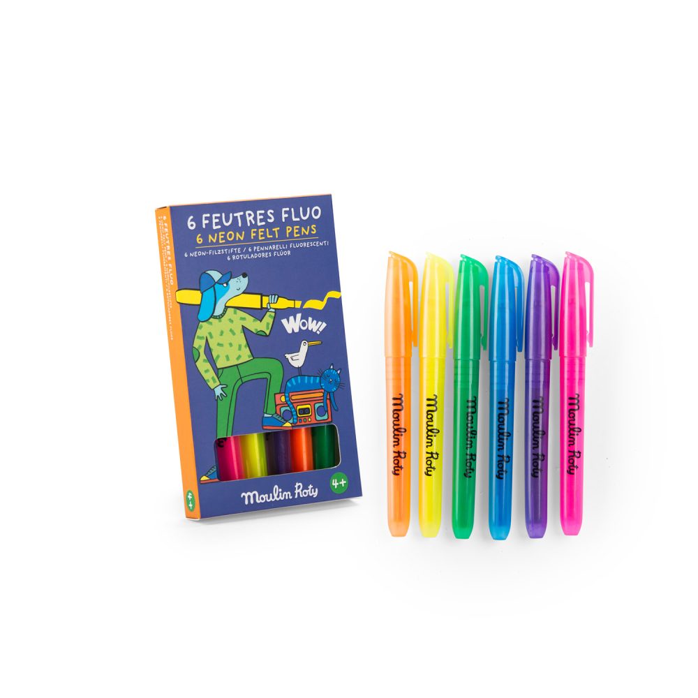 Набор маркеров (6 neon felt pens Les Loufoques) торг. марки "Moulin Roty", арт. № 683603