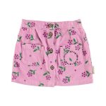 Short skirt | Pink corduroy w/ flowers allover / 6Y