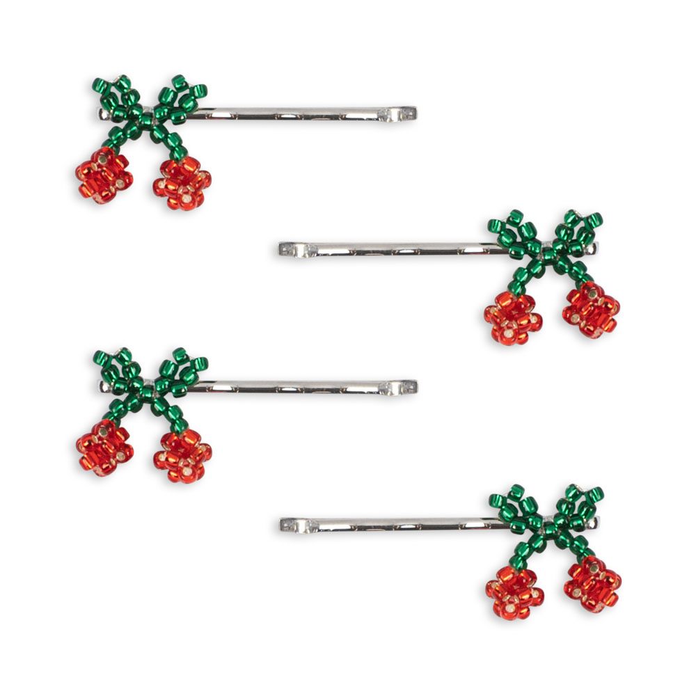 Заколка для волос (4 PACK MINI CHERRY HAIR PIN) торг. марки "Konges Slоjd", арт. № KS103215, материал: 60% стекло, 40% металл / ONESIZE