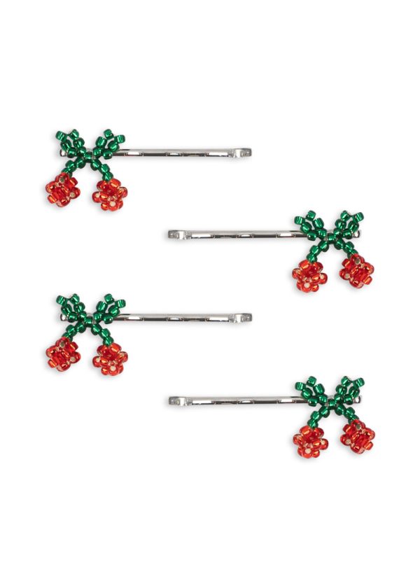 Заколка для волос (4 PACK MINI CHERRY HAIR PIN) торг. марки "Konges Slоjd", арт. № KS103215, материал: 60% стекло, 40% металл / ONESIZE