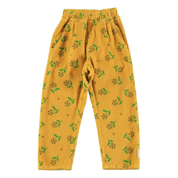 Trousers | Yellow mustard w/ flowers allover / 3Y