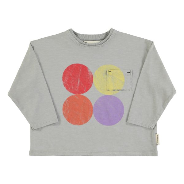 Longsleeve | Grey w/ multicolor circles print / 10Y