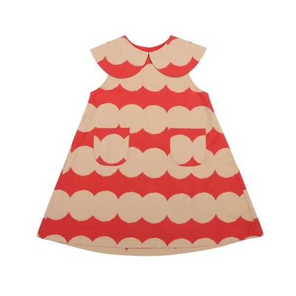 Dot Round Collar Dress/Платье с круглым воротником в горошек артикул JM2410607 / RED / 130(8-9Y)