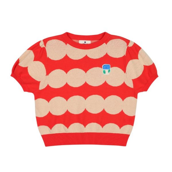 Dot Short Sleeve Knit/Трикотаж в горошек с короткими рукавами артикул JM2410204 / RED / 100(2-3Y)