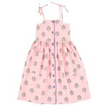 long dress | pink w/ green trees,3y длинное платье | розовый с зелеными деревьями / 3Y