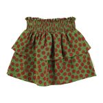 Short skirt | Olive green w/ red apples / 8Y