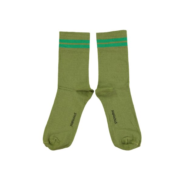 Short socks | Olive green w/ green stripes / T2 (2y-4y)