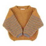 Knitted sweater | Camel & grey stripes / 3Y