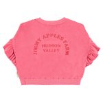 Terry cotton sweatshirt | Strawberry pink w/ red apple print / 10Y