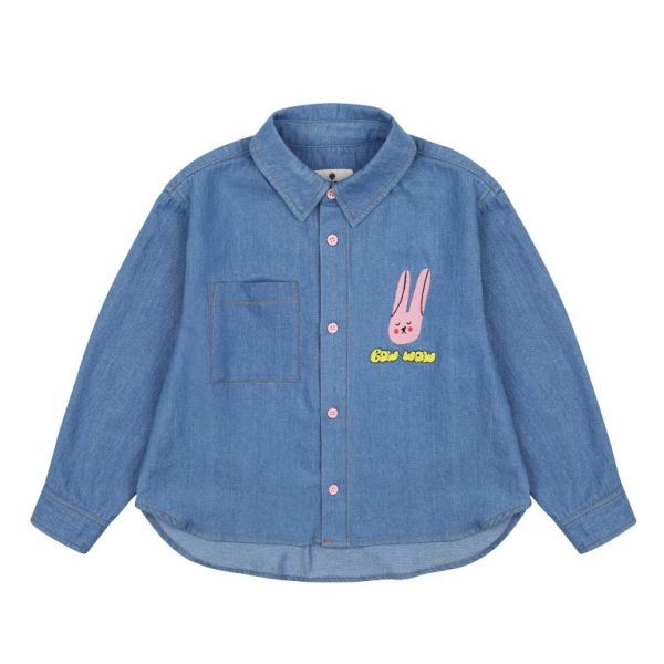 Rabbit Denim Shirt/Джинсовая рубашка с кроликом артикул JM2410150 / INDIGO DENIM / 110(4-5Y)