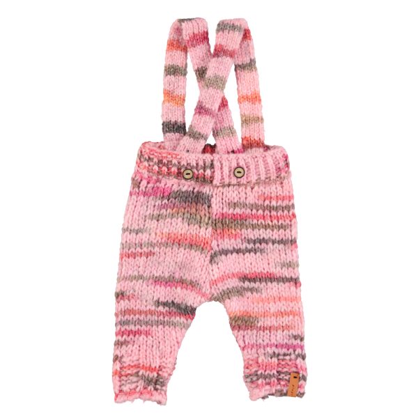 Knitted baby trousers w/ straps | Multicolor pink / 6M