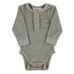 Baby long sleeve body | Grey w/ "cavalier" print / 6M