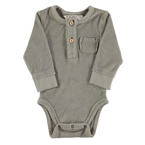 Baby long sleeve body | Grey w/ "cavalier" print / 6M