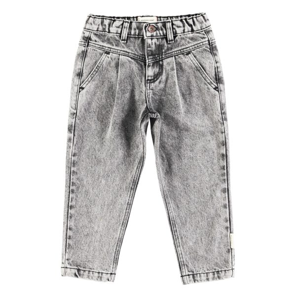 Mom fit trousers | Washed black denim / 6Y