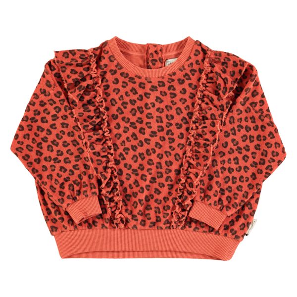 Terry cotton sweatshirt | Terracotta w/ animal print / 4Y