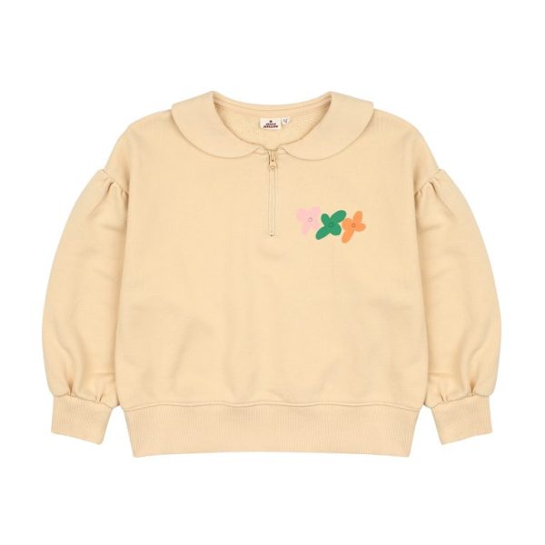 Flower Half-Zip/Блузка половинная молния с цветком артикул JM2410107 / BEIGE / 140(10-11Y)