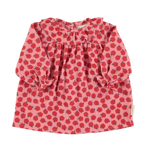 Baby dress | Light pink w/ red apples / 24M