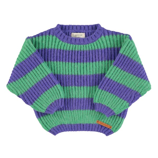 Knitted sweater | Green & purple stripes / 3Y