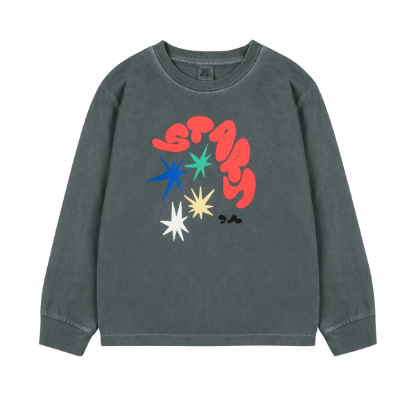 Свитер с длинным рукавом для мальчиков (Stars Pigment Longsleeve T-Shirt_Charcoal), торг. марки "JELLY MALLOW", арт.№ JM2520118, материал: хлопок 100%