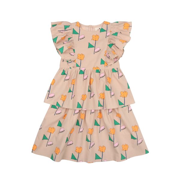 Orange Flower Dress/Оранжевое платье с цветочным узором артикул JM2410606 / BEIGE / 140(10-11Y)