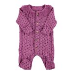 Newborn babygrow w/ collar | Magenta w/ little flowers / 6M