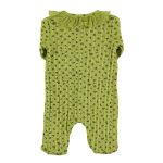 Newborn babygrow w/ collar | Olive green w/ little flowers / 6M
