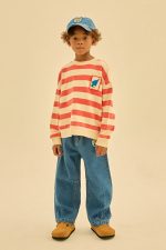 Bird Striped Sweatshirt_Red / 110(4-5Y)