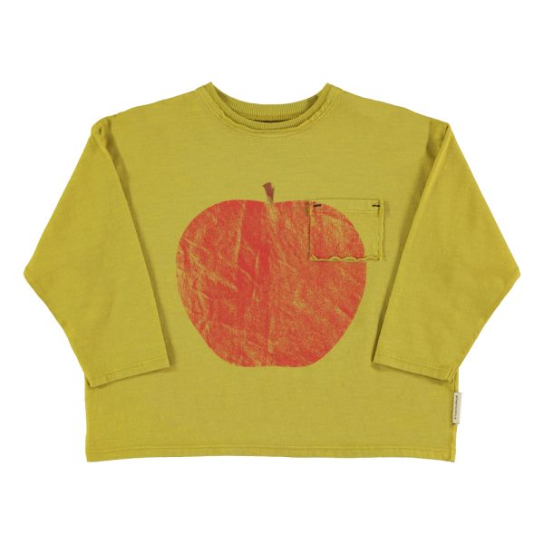 Longsleeve t'shirt | Olive green w/ red apple print / 24M