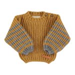 Knitted sweater | Camel & grey stripes / 3Y