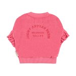 Terry cotton sweatshirt | Strawberry pink w/ red apple print / 10Y