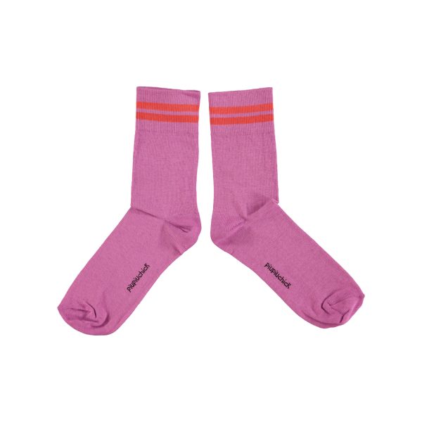 Short socks | Lilac w/ red stripes / T2 (2y-4y)
