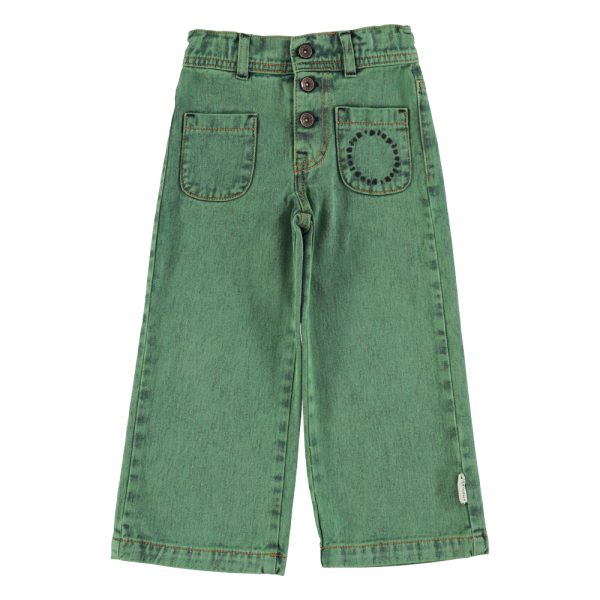 Flare trousers | Washed green  denim / 8Y