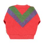 Terry cotton sweatshirt| Red w/ multicolor triangle print / 6Y