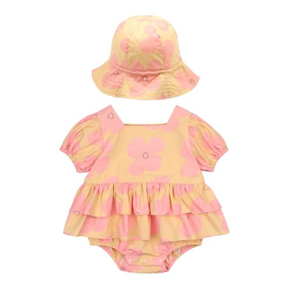 Pink Flower Baby Suit Set/Комплект детского костюма с розовым цветком артикул JM2410910 / BEIGE / 90(18-24M)