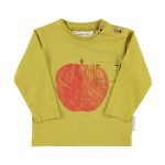 Longsleeve t'shirt | Olive green w/ red apple print / 24M